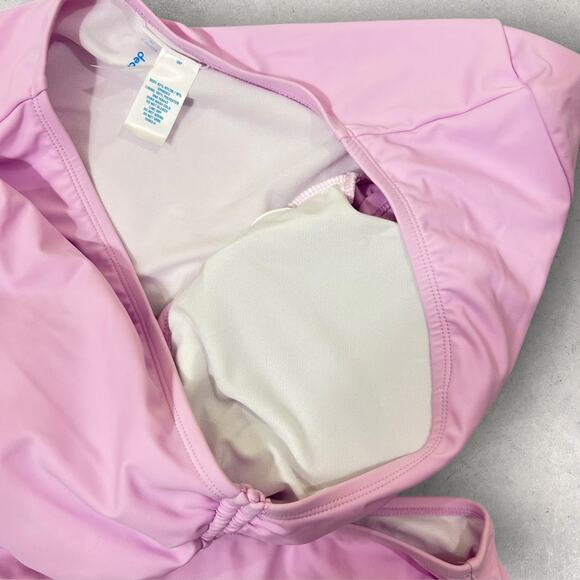 New Decree French Orchid Ruched High Rise Bikini Set Pink Bottom 0X‎ Top 1X - Picture 3 of 10